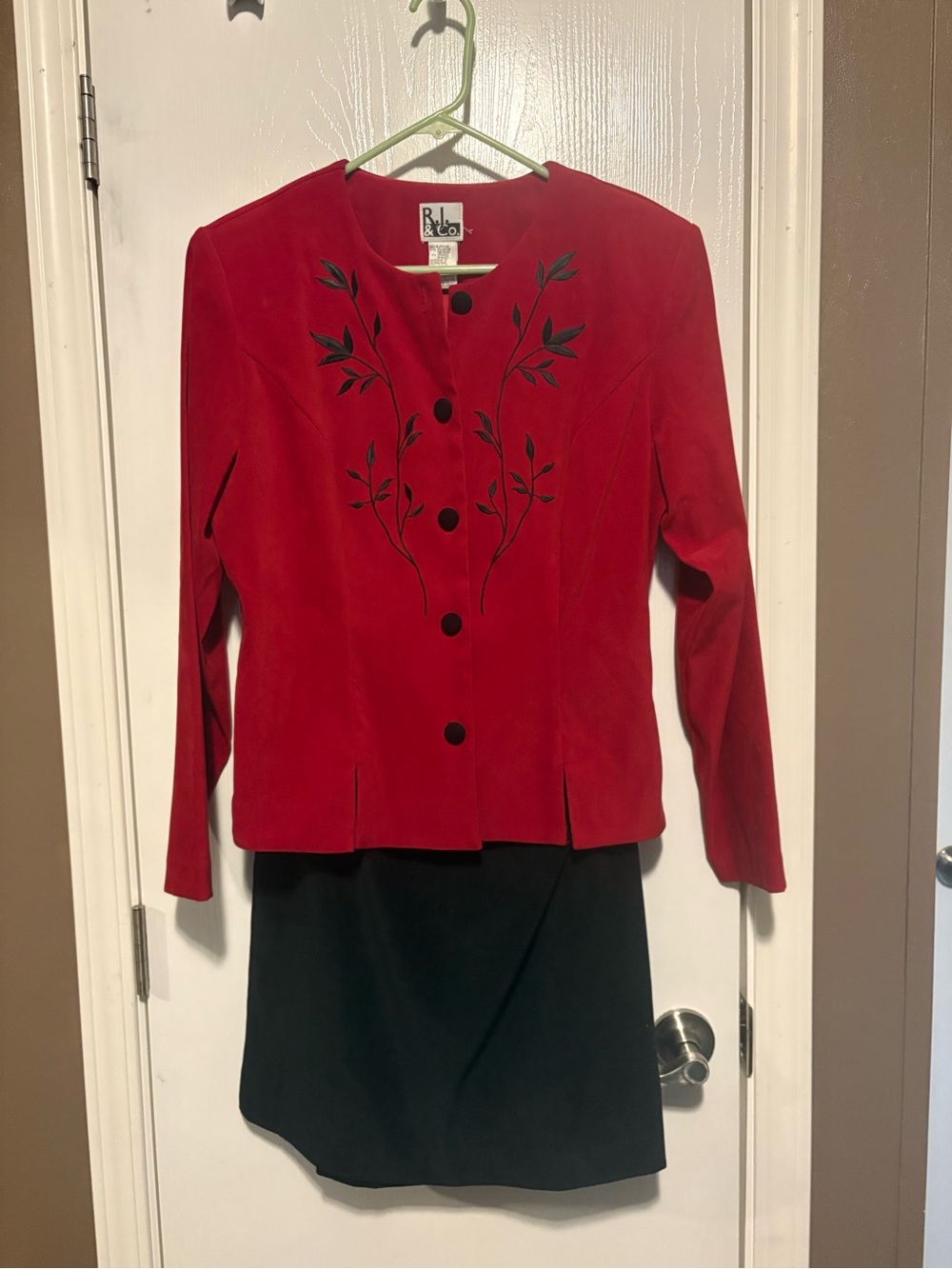 R+Co Red Embroidered Midi Dress